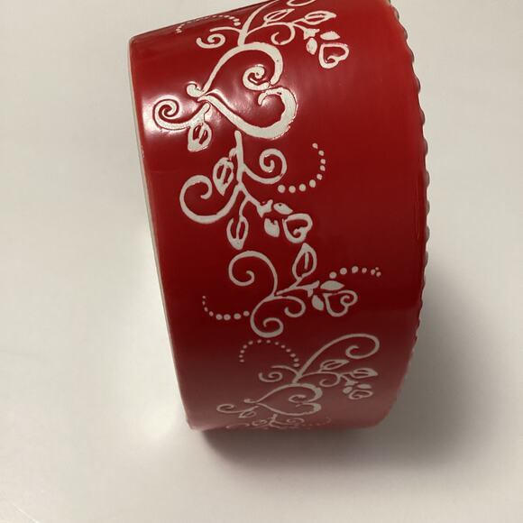 Vintage Temptations Heart Shaped Ramekin Baking Dish Lid Floral Lace Trinket Box - Picture 5 of 10